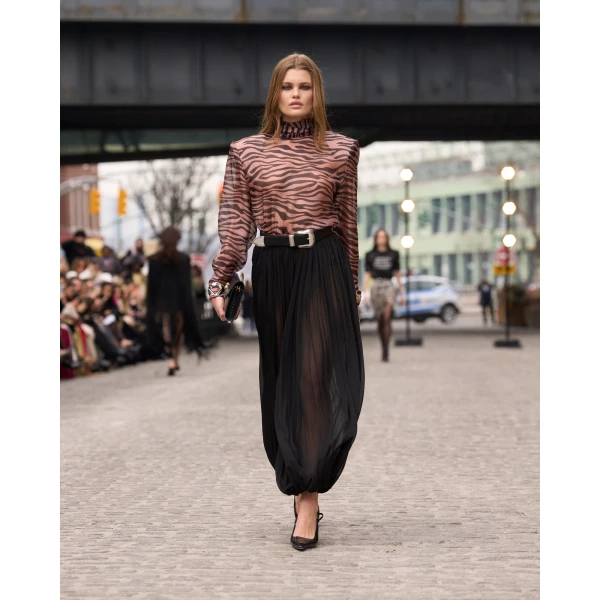 Bronx and Banco Zebra Chiffon High Neck Blouse | Blouse | Coveti