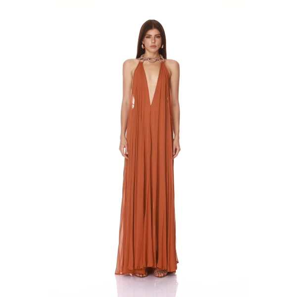 Bronx and Banco Zuri Halterneck Cutout Gown | Evening Gowns | Coveti