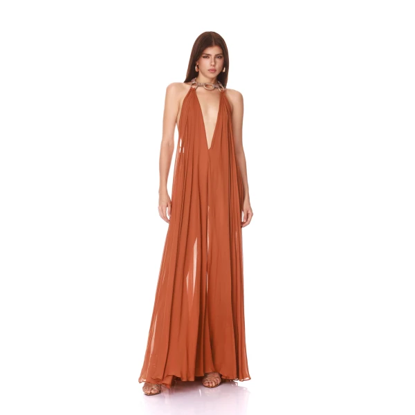 Bronx and Banco Zuri Halterneck Cutout Gown | Evening Gowns | Coveti