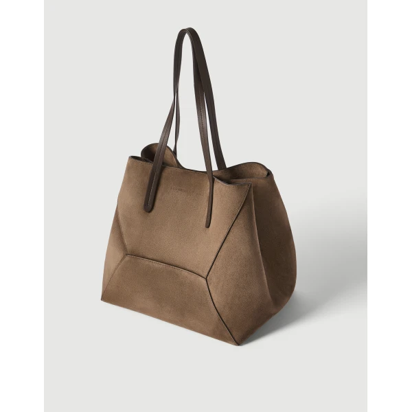BC Duo bag in suede with monili in Bark - Image 3
