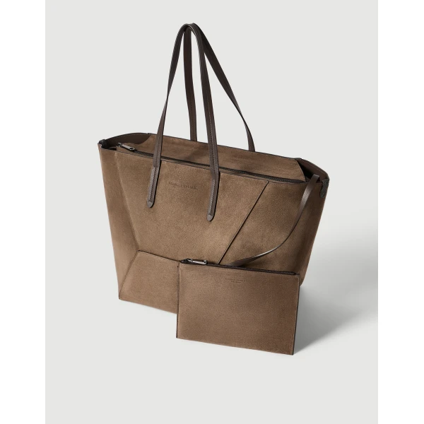 BC Duo bag in suede with monili in Bark - Image 5