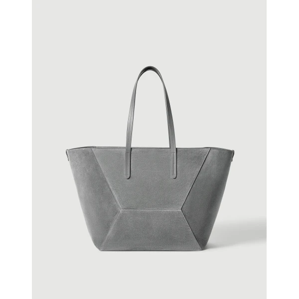 BC Duo bag in suede with monili in Stone Grey - Image 2