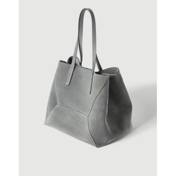 BC Duo bag in suede with monili in Stone Grey - Image 3