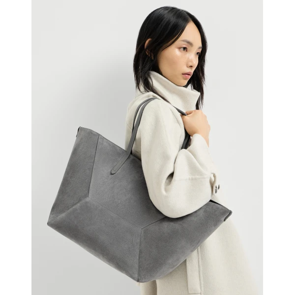 BC Duo bag in suede with monili in Stone Grey - Image 4