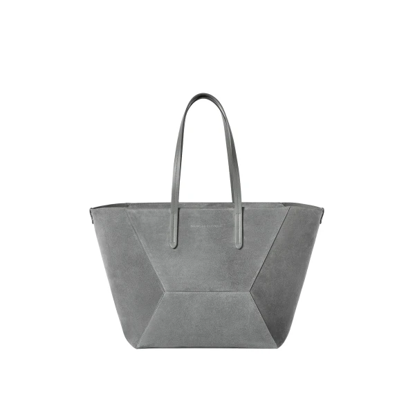 BC Duo bag in suede with monili in Stone Grey