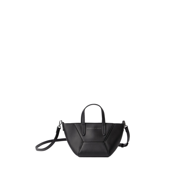 Brunello Cucinelli BC Duo mini bag in calfskin with monili in Black
