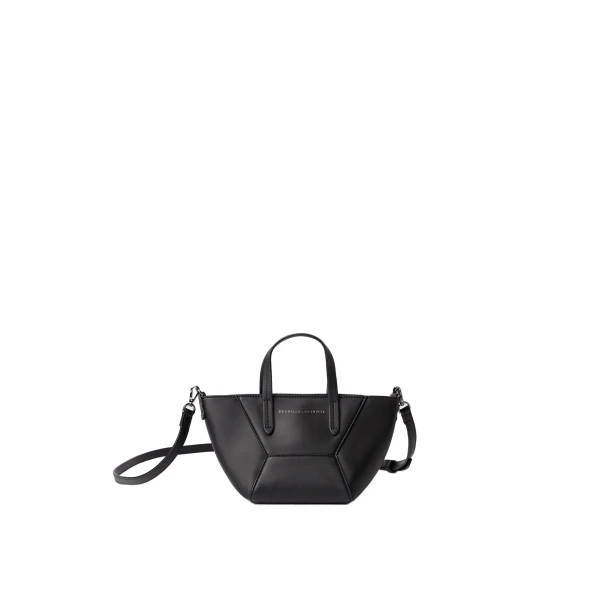 Brunello Cucinelli BC Duo mini bag in calfskin with monili in Black