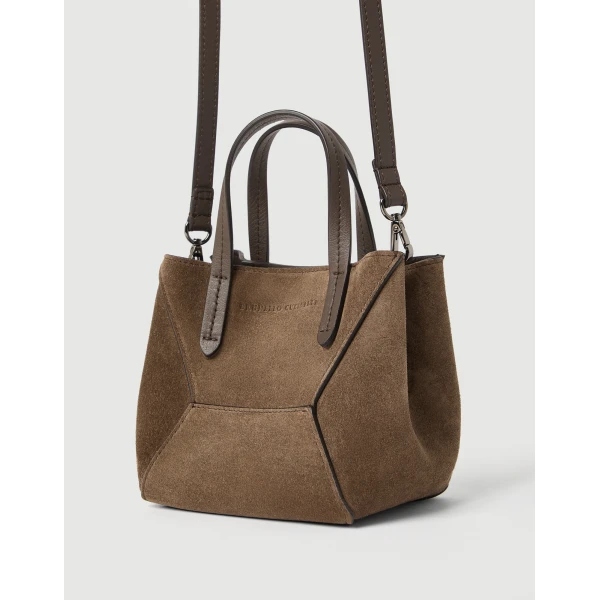 BC Duo mini bag in suede with monili in Bark - Image 3