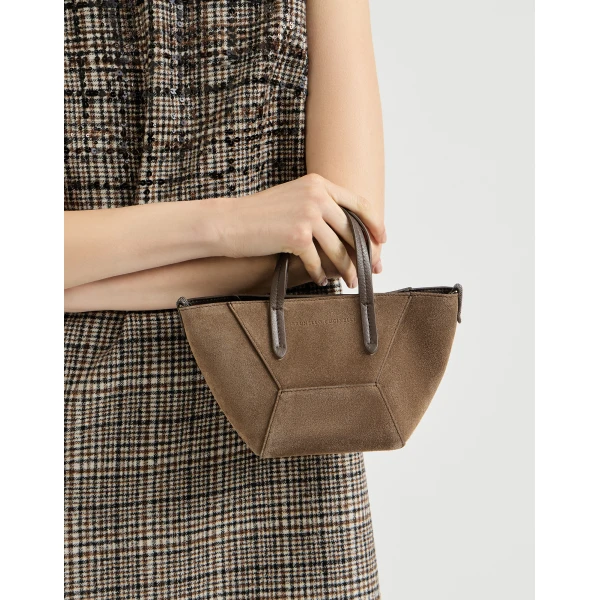 BC Duo mini bag in suede with monili in Bark - Image 4