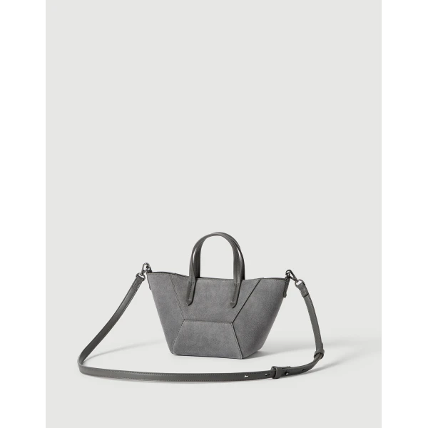 BC Duo mini bag in suede with monili in Stone Grey - Image 2