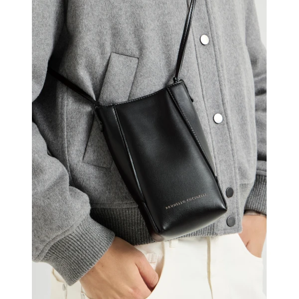 Brunello Cucinelli BC Duo phone holder in Black, view 4 | Phone Cases | Coveti