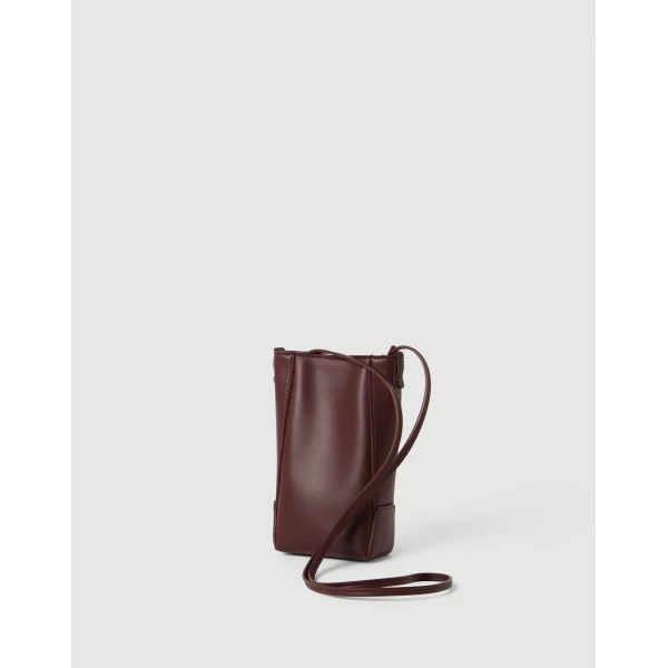 Brunello Cucinelli BC Duo phone holder in Burgundy, view 2 | Phone Cases | Coveti