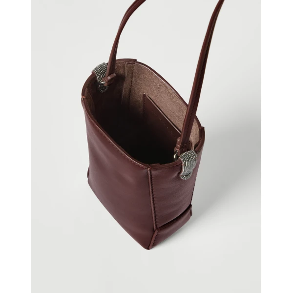 Brunello Cucinelli BC Duo phone holder in Burgundy, view 5 | Phone Cases | Coveti