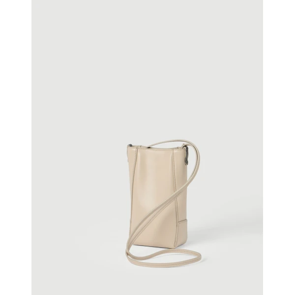 Brunello Cucinelli BC Duo phone holder in Ivory, view 2 | Phone Cases | Coveti