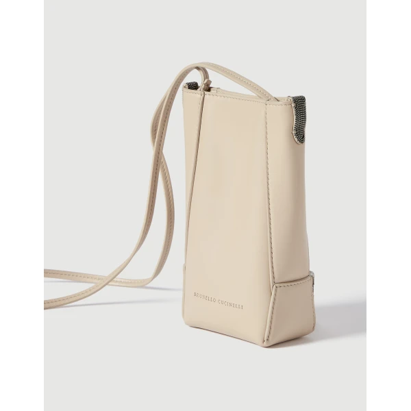 Brunello Cucinelli BC Duo phone holder in Ivory, view 3 | Phone Cases | Coveti
