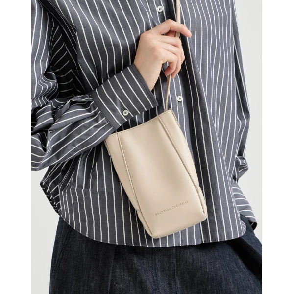 Brunello Cucinelli BC Duo phone holder in Ivory, view 4 | Phone Cases | Coveti