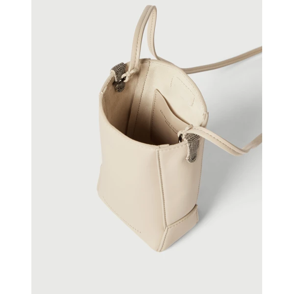 Brunello Cucinelli BC Duo phone holder in Ivory, view 5 | Phone Cases | Coveti