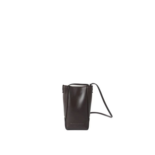 Brunello Cucinelli BC Duo phone holder in Rust Brown | Phone Cases | Coveti