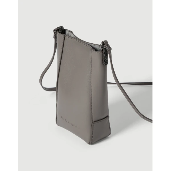 Brunello Cucinelli BC Duo phone holder in Stone Grey, view 3 | Phone Cases | Coveti