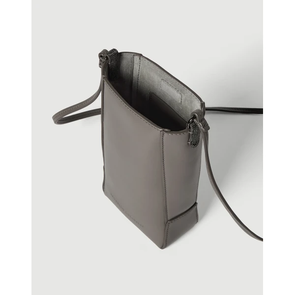 Brunello Cucinelli BC Duo phone holder in Stone Grey, view 5 | Phone Cases | Coveti