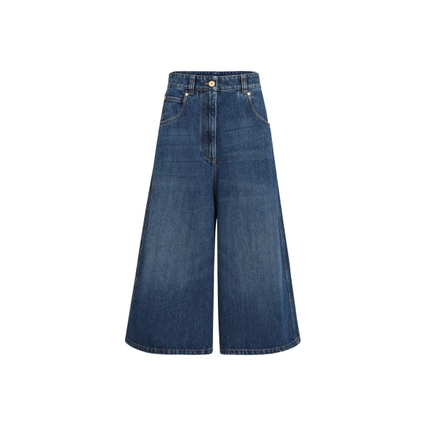 Baggy Crop trousers with monili in Denim