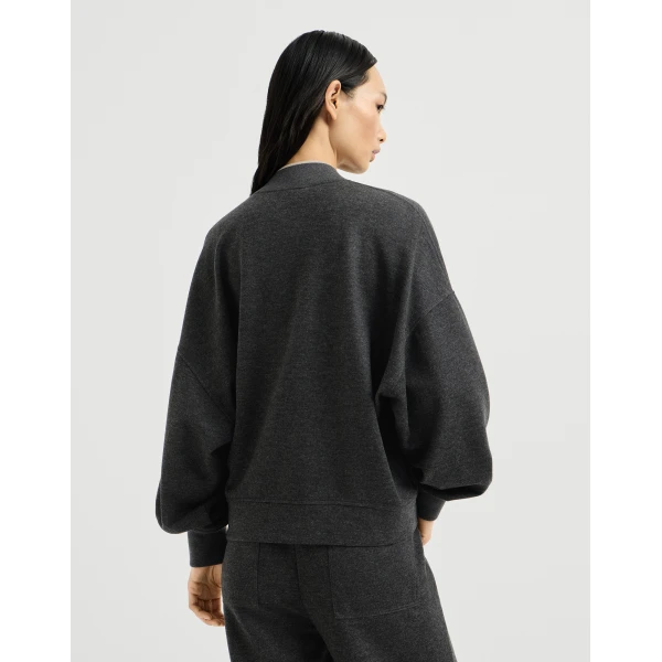 Brunello Cucinelli Bomber-style sweatshirt with logo in Anthracite