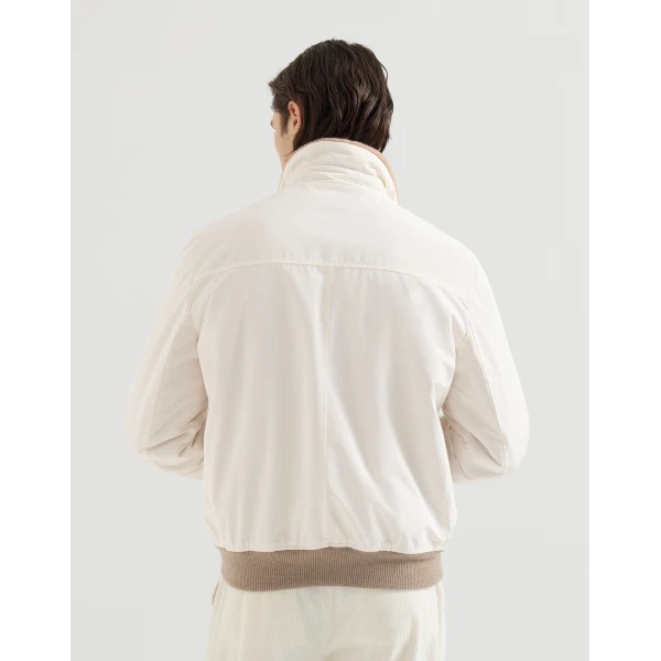 Brunello Cucinelli Bonded nylon aviator jacket in White, view 3 | Jackets | Coveti