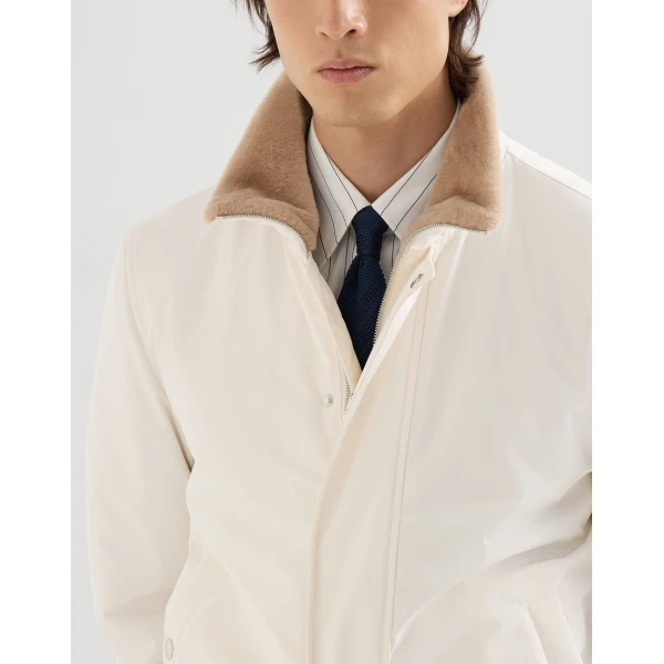 Brunello Cucinelli Bonded nylon aviator jacket in White, view 4 | Jackets | Coveti