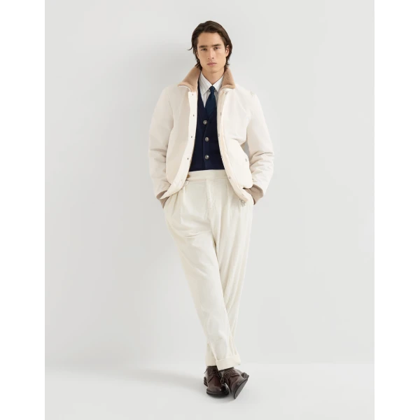 Brunello Cucinelli Bonded nylon aviator jacket in White, view 6 | Jackets | Coveti