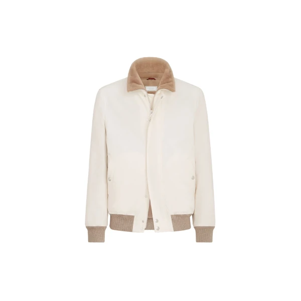 Brunello Cucinelli Bonded nylon aviator jacket in White | Jackets | Coveti