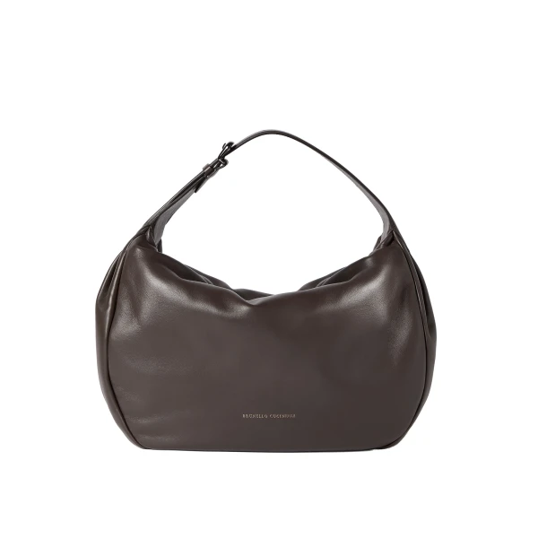 Brunello Cucinelli Boule hobo bag in nappa leather in Rust Brown