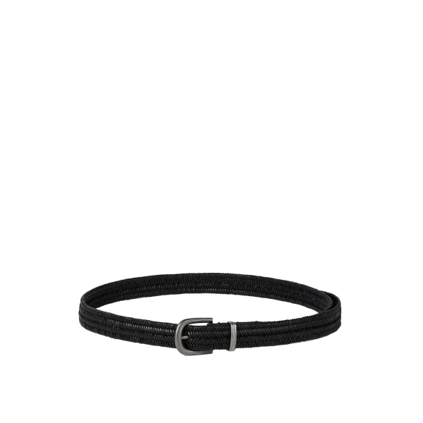 Braided leather belt in Black