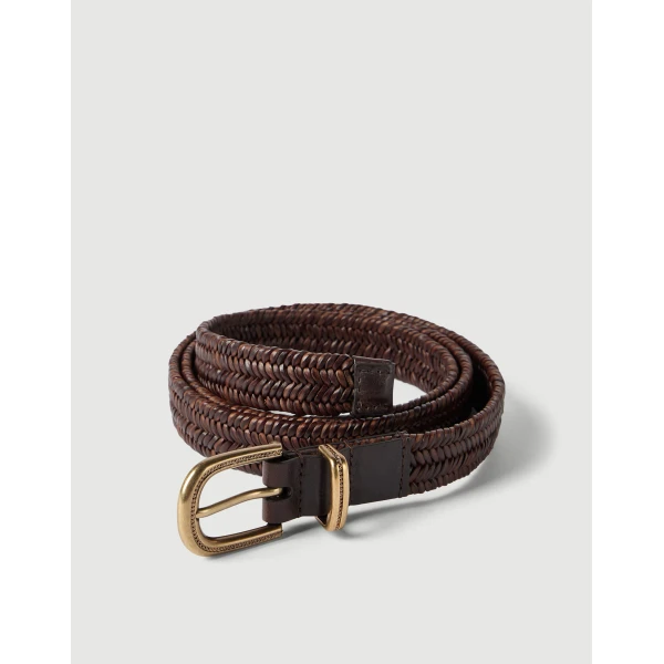 Brunello Cucinelli Braided leather belt in Brown, view 2 | Belts | Coveti