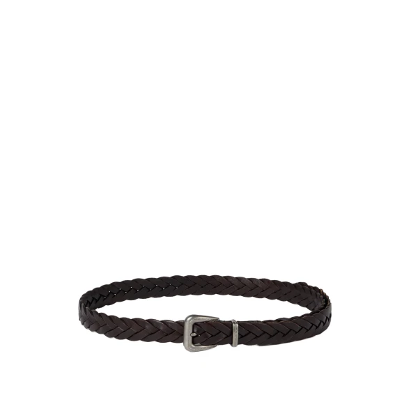 Brunello Cucinelli Braided leather belt in Brown | Belts | Coveti