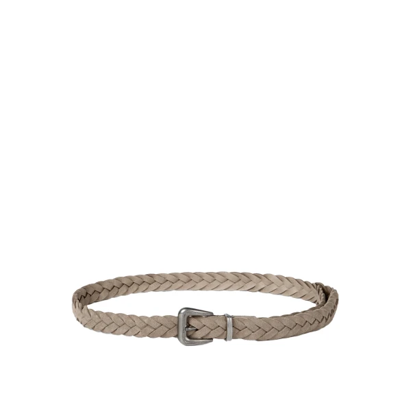 Brunello Cucinelli Braided leather belt in Light Grey | Belts | Coveti