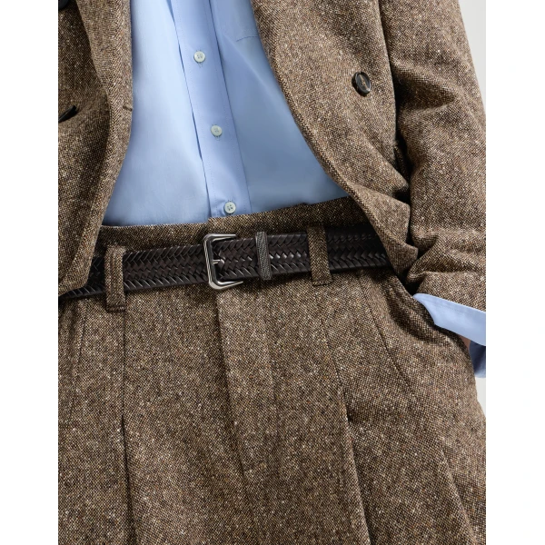 Brunello Cucinelli Braided leather belt in Rust Brown, view 3 | Belts | Coveti