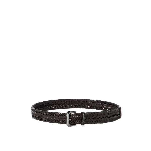 Brunello Cucinelli Braided leather belt in Rust Brown | Belts | Coveti