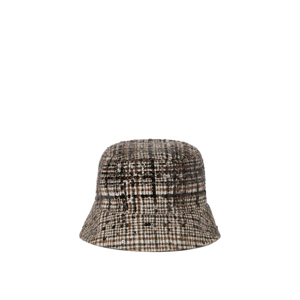 Brunello Cucinelli Bucket hat with dazzling embroidery in Brown | Hats | Coveti