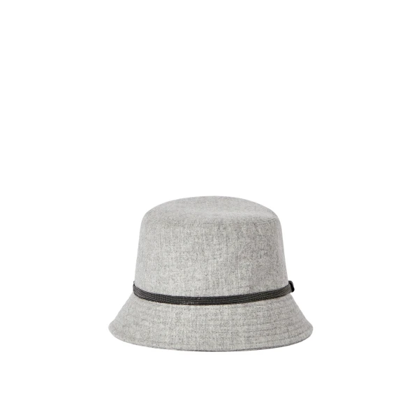 Brunello Cucinelli Bucket hat with monili in Light Grey | Hats | Coveti