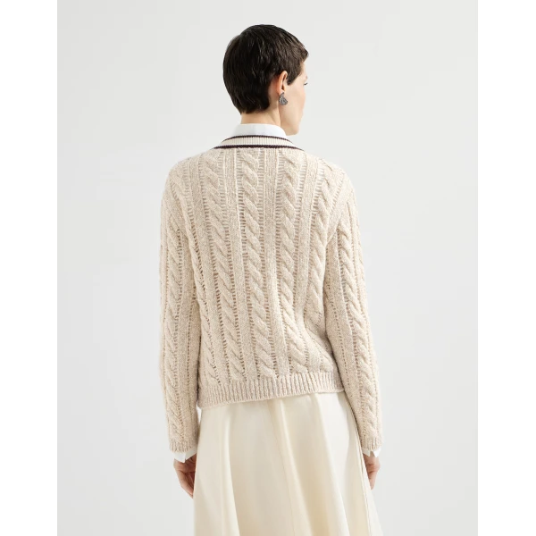 Cable knit cardigan in Cream - Image 3