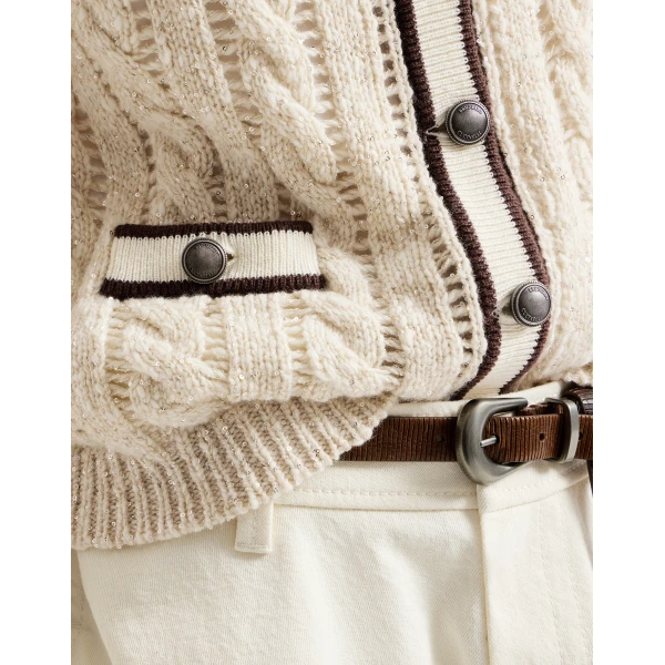 Cable knit cardigan in Cream - Image 4
