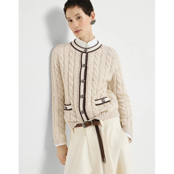 Cable knit cardigan in Cream - Image 5