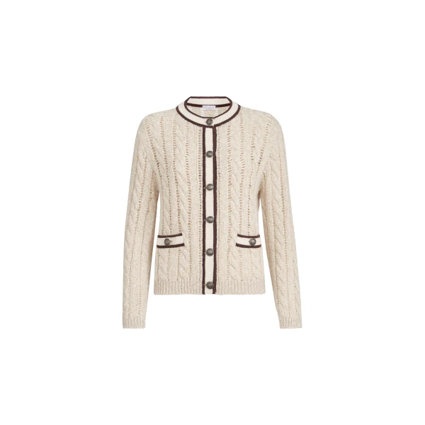 Brunello Cucinelli Cable knit cardigan in Cream