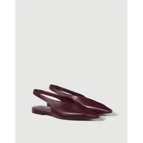 Calfiskin slingback flats in Burgundy - Image 2