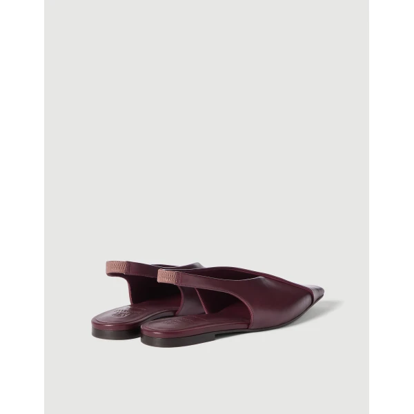 Calfiskin slingback flats in Burgundy - Image 3