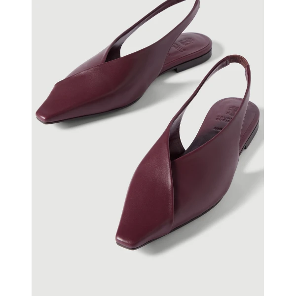 Calfiskin slingback flats in Burgundy - Image 4