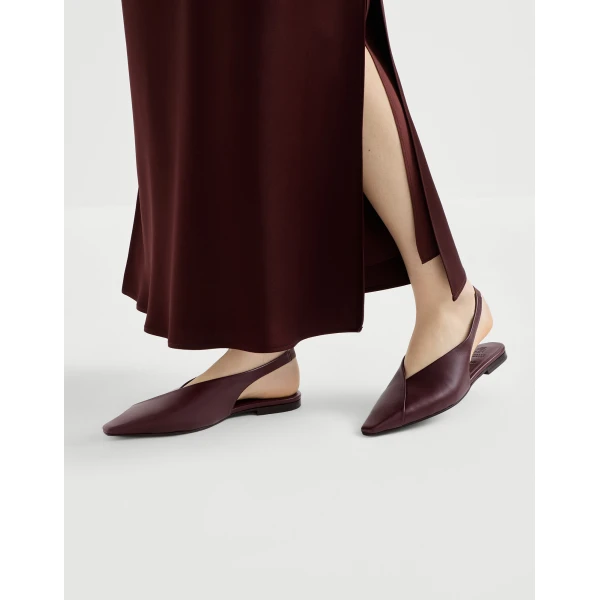 Calfiskin slingback flats in Burgundy - Image 5