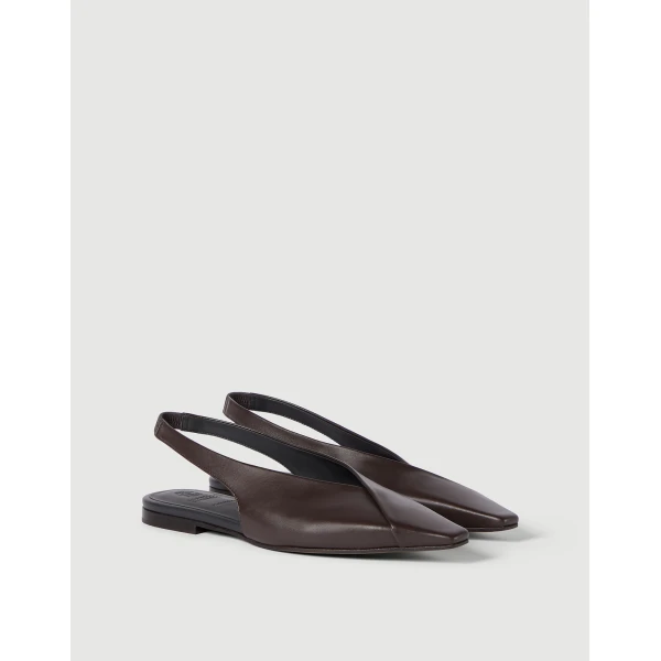 Calfiskin slingback flats in Rust Brown - Image 2