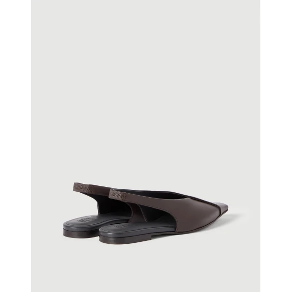 Calfiskin slingback flats in Rust Brown - Image 3