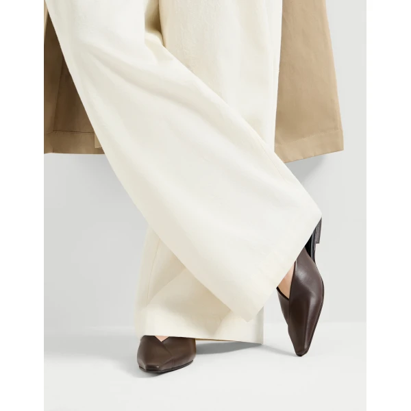 Calfiskin slingback flats in Rust Brown - Image 5